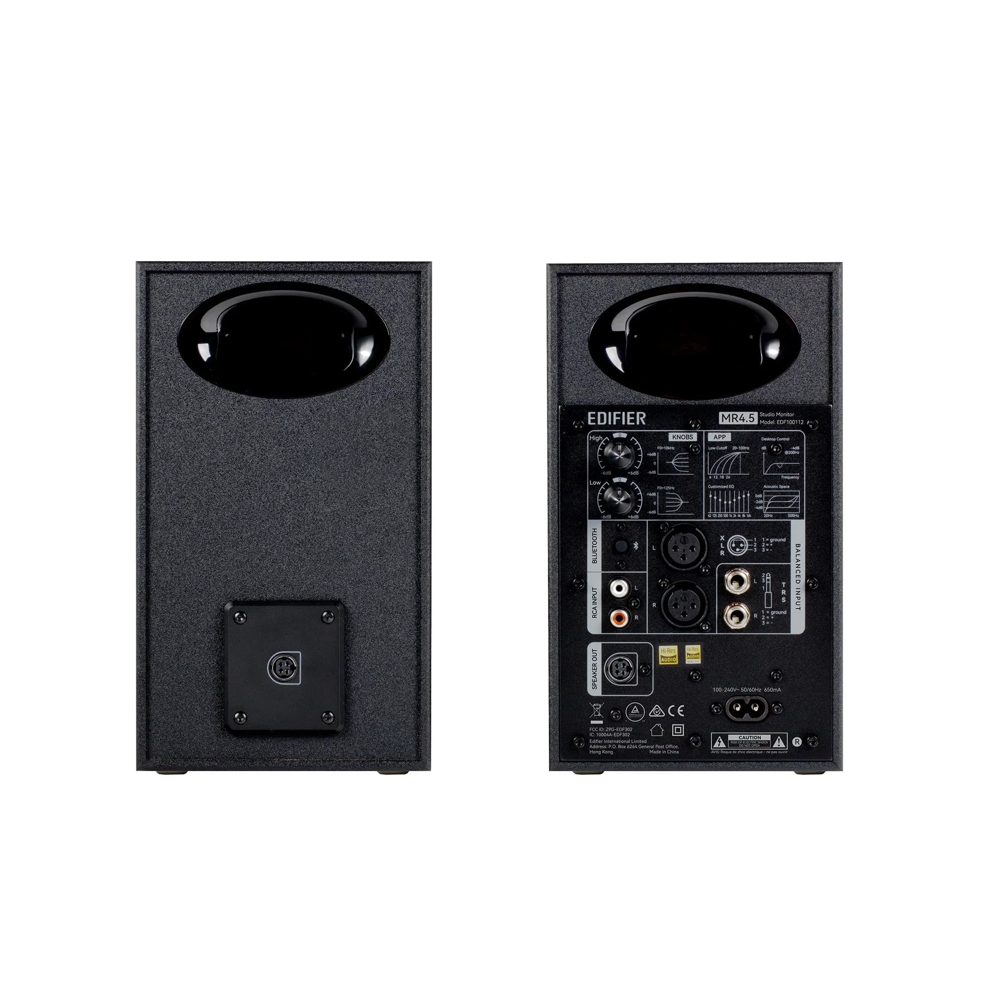Edifier MR4.5 monitor rear controls and connections